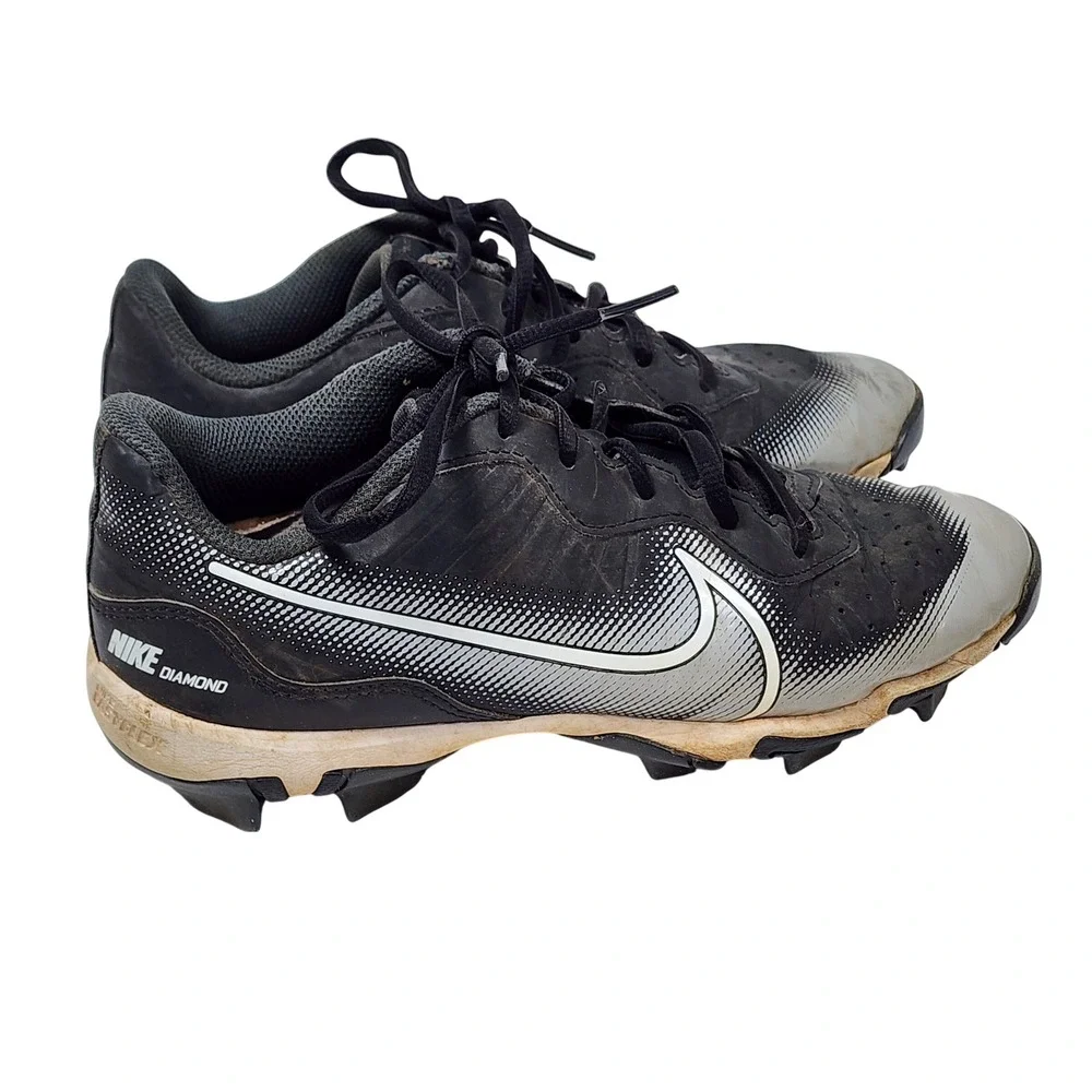 Nike‎ Alpha Huarache 4 Keystone Baseball Cleats Black White DJ6525-011 Kids 5.5Y